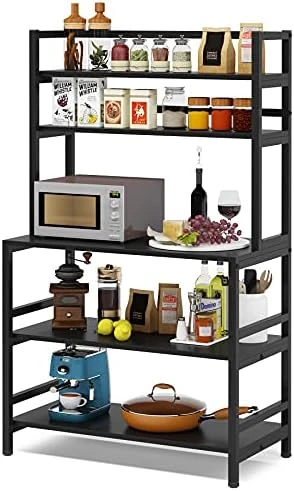 Tribesigns Kitchen Bakers Rack With Storage And Hutch, 5-Tier Kitchen Microwave Cart Stand Rack, Free Standing Industrial Kitchen Utility Storage Shelf (Rustic Brown) 6 Tribesigns Kitchen Bakers Rack With Storage And Hutch, 5-Tier Kitchen Microwave Cart Stand Rack, Free Standing Industrial Kitchen Utility Storage Shelf (Rustic Brown) - Image 6
