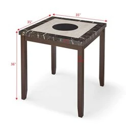 Merax 5-Piece Wooden Dining Set, Faux Marble Top Counter Height Dining Room Table And 4 PU Leather-Upholstered Dining Chairs With Footrest, Dark Brown -Safavieh Furniture 41KVFZf0MLL