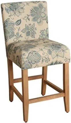 HomePop Upholstered Counter Height Barstool, 24-Inch, Suri Blue & Parsons Classic Upholstered Accent Dining Chair, Set Of 2, Suri Blue -Safavieh Furniture 41KVx2GDuSL. AC