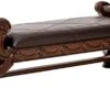 Signature Design By Ashley North Shore Ornate Faux Leather Upholstered Bedroom Bench, Dark Brown