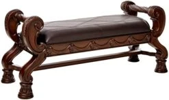 Signature Design By Ashley North Shore Ornate Faux Leather Upholstered Bedroom Bench, Dark Brown -Safavieh Furniture 41KdzATXdeL. AC