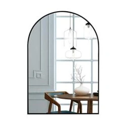 WOODWORTH Arched Mirrors 24 X 36 Inch For Bathroom,Bedroom,Living Room Wall Mounted,Vanity Black Vertical Wall Decor Mirror