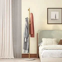 DOORXIFO Gold Coat Racks, Metal Coat Rack Freestanding With Hooks, Entryway Coat Rack Stand, Coat Racks With Marble Base, Coat Tree For Hanging Clothes, Hats, Bags -Safavieh Furniture 41KtXe24VkL