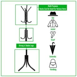 Mind Reader COATRACK11 Standing Metal Coat Rack Hat Hanger 11 Hook For Jacket, Purse, Scarf, Umbrella Tree Stand, Black 10 Mind Reader COATRACK11 Standing Metal Coat Rack Hat Hanger 11 Hook For Jacket, Purse, Scarf, Umbrella Tree Stand, Black -Safavieh Furniture 41L0otA8rBL