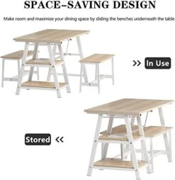 Soges Dining Table Set With 2 Benches, 47.2inches Kitchen Table Set Of 3 With 2 Open Storage Shelves Suitable For Kitchen Living Room Dining Room (Millennial) 6 Soges Dining Table Set With 2 Benches, 47.2inches Kitchen Table Set Of 3 With 2 Open Storage Shelves Suitable For Kitchen Living Room Dining Room (Millennial) -Safavieh Furniture 41L3gmSRb4L