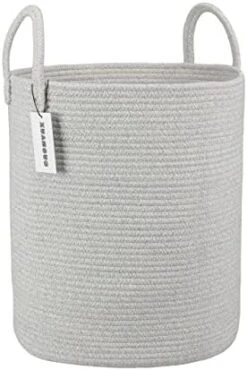 XUANGUO Rope Laundry Basket Hamper For Clothes Woven Storage Basket For Living Room Bedroom Boho Tall Rope Baskets For Blanket Toys Pillow Towels Baby Nursery Hamper Bin Large Purple Or Lavendor -Safavieh Furniture 41L4KtOJtJL. AC