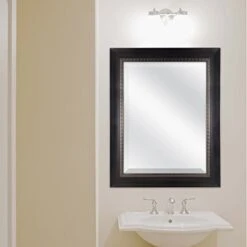 MCS 18x24 Inch Sloped Mirror With Dental Molding Detail, 23.5x29.5 Inch Overall Size, Walnut (20567) -Safavieh Furniture 41L6cSPgKBL