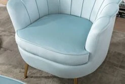 Modern Velvet Accent Chair With Ottoman Set, Upholstered Tufted Barrel Chair Leisure Chair With Footrest And Metal Legs For Living Reading Room Bedroom Office (Light Blue) -Safavieh Furniture 41LASd6aQUL
