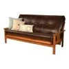 Pemberly Row Barbados Futon With Java Brown Faux Leather Mattress