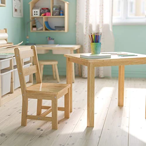 Flash Furniture Kyndl Kids Solid Hardwood Table And Chair Set For Playroom, Bedroom, Kitchen - 3 Piece Set - Natural 2 Flash Furniture Kyndl Kids Solid Hardwood Table And Chair Set For Playroom, Bedroom, Kitchen - 3 Piece Set - Natural - Image 2