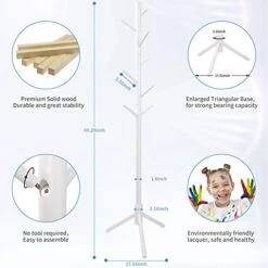 Clewiltess Wooden Tree 8 Hooks Coat Rack Stand, Hallway/Entryway Coat Hanger Stand For Clothes, Suits, Accessories,Super Easy Assembly (White) -Safavieh Furniture 41LE1ZeblVL