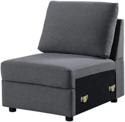 Asunflower Extra Arm Less Fabric Couches For Modular Sectional Sofa Couch Set Middle Part Sectional Couch, Deep Grey 14 Asunflower Extra Arm Less Fabric Couches For Modular Sectional Sofa Couch Set Middle Part Sectional Couch, Deep Grey -Safavieh Furniture 41LFWmRwFoL. AC