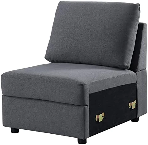 Asunflower Extra Arm Less Fabric Couches For Modular Sectional Sofa Couch Set Middle Part Sectional Couch, Deep Grey 5 Asunflower Extra Arm Less Fabric Couches For Modular Sectional Sofa Couch Set Middle Part Sectional Couch, Deep Grey - Image 5