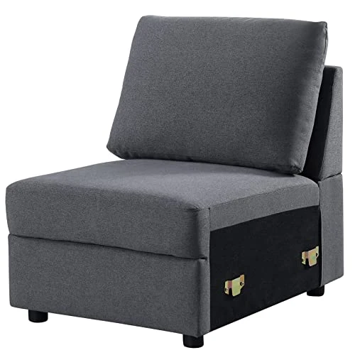 Asunflower Extra Arm Less Fabric Couches For Modular Sectional Sofa Couch Set Middle Part Sectional Couch, Deep Grey 1 Asunflower Extra Arm Less Fabric Couches For Modular Sectional Sofa Couch Set Middle Part Sectional Couch, Deep Grey