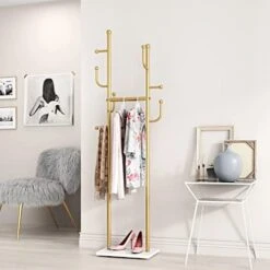 DOORXIFO Gold Coat Racks, Metal Coat Rack Freestanding With Hooks, Entryway Coat Rack Stand, Coat Racks With Marble Base, Coat Tree For Hanging Clothes, Hats, Bags -Safavieh Furniture 41LGivUQuYL. AC