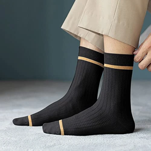 1 Pairs Male Casual Striped Socks Solid Breathable Middle Socks Fussy Socks (Black, 18-40 Year) 2 1 Pairs Male Casual Striped Socks Solid Breathable Middle Socks Fussy Socks (Black, 18-40 Year) - Image 2