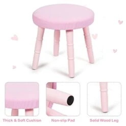 Costzon Kids Vanity Set, Wooden Princess Makeup Table With Cushioned Stool, Large Drawer, Solid Wooden Legs And Crown Mirror, Pretend Beauty Make Up Dressing Play Set For Girls Best Gift (Pink) 8 Costzon Kids Vanity Set, Wooden Princess Makeup Table With Cushioned Stool, Large Drawer, Solid Wooden Legs And Crown Mirror, Pretend Beauty Make Up Dressing Play Set For Girls Best Gift (Pink) -Safavieh Furniture 41LKMjGBC0L