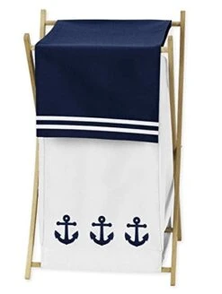 Baby/Kids Clothes Laundry Hamper For Anchors Away Nautical Navy And White Bedding