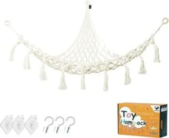 Stuffed Animal Toy Hammock Corner Hammock Organizer Display Rack Bohemian Net Bag For Hanging Toys Hanging Stuffed Animal Organizer Corner Toy Storage Rack Stuffed Animal Net Tassel 44 In (Pink) -Safavieh Furniture 41LLaEvE2LL. AC