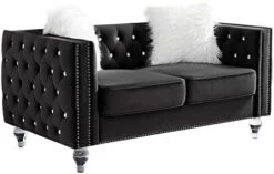 Mikibama Velvet Loveseat Sofa 59 Inch Jeweled Buttons Tufted Loveseat With Acrylic Crystal Legs And 2 Pillows Modern Furniture For Living Room, Bedroom(Grey) 22 Mikibama Velvet Loveseat Sofa 59 Inch Jeweled Buttons Tufted Loveseat With Acrylic Crystal Legs And 2 Pillows Modern Furniture For Living Room, Bedroom(Grey) -Safavieh Furniture 41LOLcfK2yL. AC