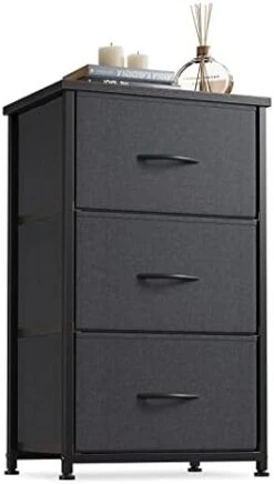 CubiCubi Dresser Nightstand For Bedroom, Small Kids Bedroom Fabric Tall Dresser 3 Drawer Storage Tower Organizer Unit For Hallway Entryway Closets, Steel Frame Wood Top, Dark Grey -Safavieh Furniture 41LPSkn6DnL. AC 1