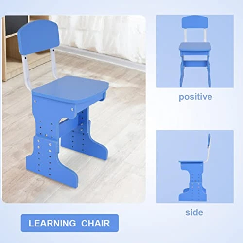 QQXX Adjustable Student Desk And Chair Set -Ergonomic Multi- Study Writing Table With Tilted Desktop School Desk & Book Holder - Double-Layer Bookshelf For Boys Girls Student Desk Home Workstation 3 QQXX Adjustable Student Desk And Chair Set -Ergonomic Multi- Study Writing Table With Tilted Desktop School Desk & Book Holder - Double-Layer Bookshelf For Boys Girls Student Desk Home Workstation - Image 3
