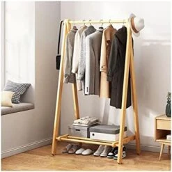 KARMIO Free Standing Coat Stand Hanging Rail With Shelf Wooden Foldable Hall Tree For Entryway And Hallway Easy Assembly (Color : Brown, Size : 60 * 46 * 150cm) -Safavieh Furniture 41LfjqoRvnL. AC 1