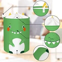 Clastyle 45L Cute 3D Dinosaur Waterproof Laundry Hamper Collapsible Green Children Laundry Baskets With Drawstring For Nursery, 14.2 * 17.7 In -Safavieh Furniture 41LhPfIF7cL