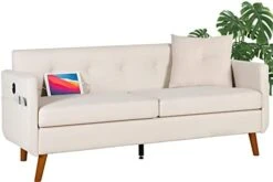 TYBOATLE Modern Living Room Sectional Sofa Sets 2 Piece, 65” W Tufted Mid-Century Loveseat Couch W/ 2 USB Charging Ports And Comfy Accent Arm Chairs For Small Space, Apartment, Office (Dark Grey) -Safavieh Furniture 41Lij9BM74L. AC