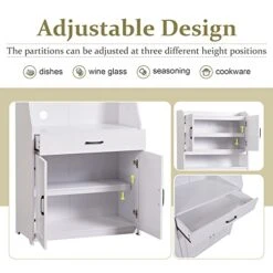 LUMISOL 71” Pantry Cabinet Freestanding Buffet Cabinet With Hutch Tall Kitchen Sideboard Buffet Cupboard With 4 Doors And Drawer (White) -Safavieh Furniture 41Lm863O55L 1