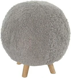 CRITTER SITTERS 19-in.-Seat Height Plush Gray Pouf Ottoman With 4 Spindle Legs - Furniture For Nursery, Bedroom, Playroom, And Living Room Decor -Safavieh Furniture 41LwzFbuCML. AC