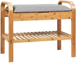 Giantex Shoe Rack Bench With Storage, Bamboo Storage Bench With Cushioned Seat, Padded Seat Shoe Bench With Storage Shelf, Shoe Organizer For Entryway, Hallway, Bedroom, Holds Up To 330 LBS -Safavieh Furniture 41LznXXyAlL. AC
