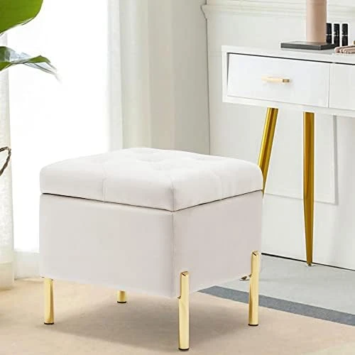 Apeaka Storage Bench Velvet Upholstered Tufted Settee Bench For Bedroom Living Room Entryway Rectangular Ottoman Bench Ivory 8 Apeaka Storage Bench Velvet Upholstered Tufted Settee Bench For Bedroom Living Room Entryway Rectangular Ottoman Bench Ivory - Image 8