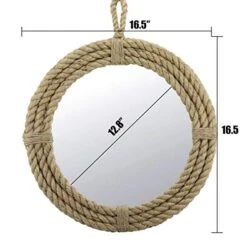 Stonebriar SB-5389A Small Round Wrapped Rope Mirror With Hanging Loop, Vintage Nautical Design, Brown , Tan -Safavieh Furniture 41M7VP9DgfL