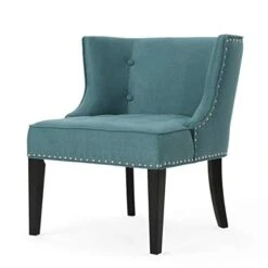 GDFStudio Aria | Occasional Chair | Wing Back | Nail Head Accents | Button Tufted | Corded | Fabric In Dark Teal