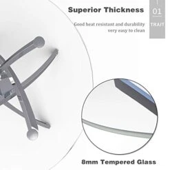 Mecor Contemporary Glass Top Dining Table, Kitchen Bistro Round Table W/Art-Design Stainless Steel Frame (Clear) -Safavieh Furniture 41MFlNtdGPL