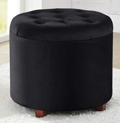 Ornavo Home Donovan Tufted Round Storage Ottoman With Removable Lid For Living Room And Bedroom - Beige Linen -Safavieh Furniture 41MJJTryAfL. AC