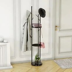 HKaikzo Double-pole Coat Rack Freestanding, Modern Metal Coat Racks Hanger Stand With 5 Hooks And Natural Marble Base, For Bedroom, Office, Hallway, Entryway, Living Room Gold… -Safavieh Furniture 41MJaxkTncL. AC