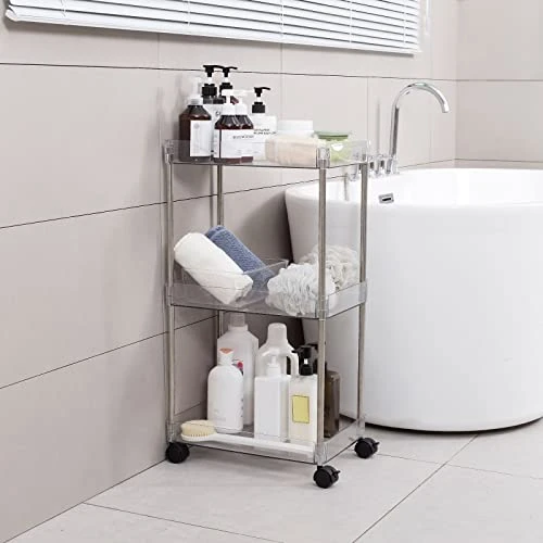 Ettori Rolling Cart Utility Cart Plastic 3 Tier Rolling Storage Cart For Bathroom Kitchen Organization, Living Room And Office- Laundry Cart With Wheels 4 Ettori Rolling Cart Utility Cart Plastic 3 Tier Rolling Storage Cart For Bathroom Kitchen Organization, Living Room And Office- Laundry Cart With Wheels - Image 4