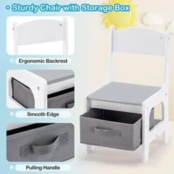 Wooden Kids Activity Table And Chair Set, 4-in-1 Building Blocks-Compatible Desk With Storage For Children And Toddler Drawing Reading Arts Crafts - Colorful -Safavieh Furniture 41MTuWHT8qL