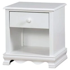 BOWERY HILL Transitional Wood 1-Drawer Nightstand In White