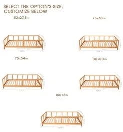 BUSYWOOD Montessori Frame Bed - Home And Bedroom Decor Furniture - Montessori Bed With Fence In Playroom - Full Size Bed Frame - Kids Bed - Toddler Bed Frame (Model 10, Bed With Legs And Slats) -Safavieh Furniture 41McidRmyFL