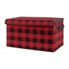 Sweet Jojo Designs Red And Black Buffalo Plaid Check Boy Small Fabric Toy Bin Storage Box Chest For Baby Nursery Or Kids Room - Woodland Rustic Country Farmhouse Lumberjack Check