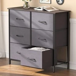 Lifewit Small Dresser For Bedroom, 3 Drawer Nightstand With Removable Fabric Bins, Storage Chest Of Drawers For Closet Bedside Nursery Laundry Living Room, Sturdy Steel Frame&Wood Tope, Dark Grey -Safavieh Furniture 41MgsXoqYPL. AC