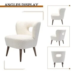 TINA'S HOME Modern Sherpa Accent Chair With Open Back & Wooden Legs, Upholstered Lamb Fleece Armless Slipper Chair, Comfy Faux Fur Cute Vanity Chair For Living Room Bedroom Office Makeup Room, Ivory 17 TINA'S HOME Modern Sherpa Accent Chair With Open Back & Wooden Legs, Upholstered Lamb Fleece Armless Slipper Chair, Comfy Faux Fur Cute Vanity Chair For Living Room Bedroom Office Makeup Room, Ivory -Safavieh Furniture 41MmgSeiNCL