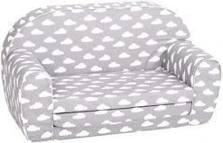 Delsit Toddler Couch & Kids Sofa - European Made Children's 2 In 1 Flip Open Foam Double Sofa - Kids Folding Sofa, Toddler Sofa Bed - Comfy Fold Out Lounge (Gray With Clouds) -Safavieh Furniture 41Mpt KZOYL. AC