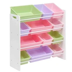 HOMESMITHS White Toy Storage Organizer For Kids, Set Of 12 Pastel Bins | Perfect For Home, Play Schools And Kindergarten