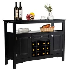 LOKO Bar Cabinet, Buffet Table Midcentury Coffee Bar Cabinet With Removable Wine Rack, Sideboard Cabinet Credenza Storage Cabinet For Kitchen, Dining Room Or Living Room