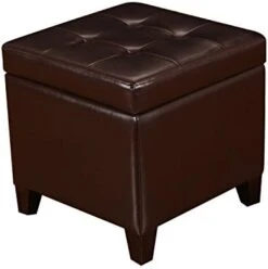 Decent Home Leather Storage Ottoman Foot Rest Stool With Nailhead Trim (Dark Brown) -Safavieh Furniture 41NAgFZSbL. AC