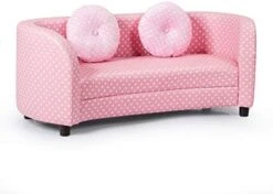 Costzon Kids Sofa Chair, 2 Seats Kids Couch Armrest Chair, Playroom Furniture With Two Cloth Pillows, Eucalyptus Frame Construction, Easy Movement, Perfect For Girls Aged 3-10, Pink -Safavieh Furniture 41NCzew P9L. AC